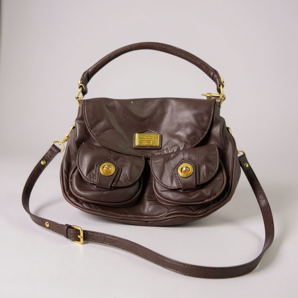 Marc by Marc Jacobs Classic Q Lil Riz Hobo Bag 💜 Leather Gold Hardware Y2K Vibes - Picture 2 of 10